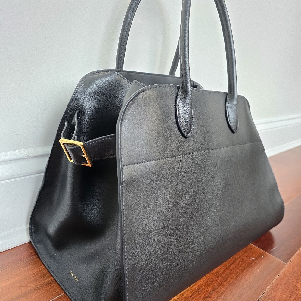 Black Leather Handle Bag